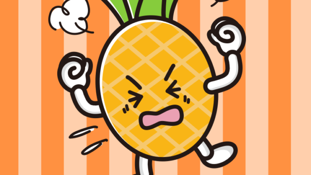 カンカンに怒るパイナップルちゃんのイラスト【色、背景あり】PNG