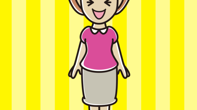 笑う女性のイラスト【色、背景あり】PNG