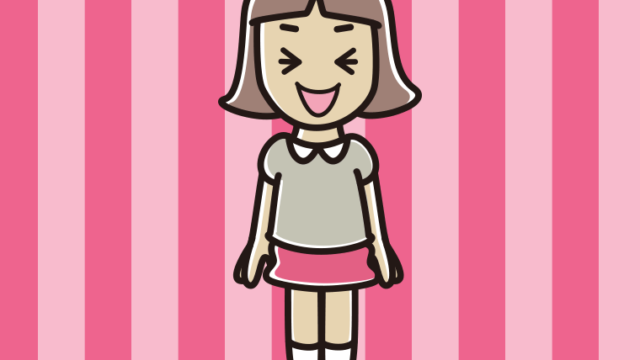 笑う小学生女子のイラスト【色、背景あり】PNG