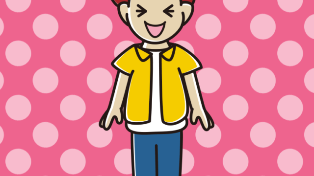 笑う男子大学生のイラスト【色、背景あり】PNG