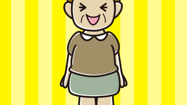 笑うおばさんのイラスト【色、背景あり】PNG