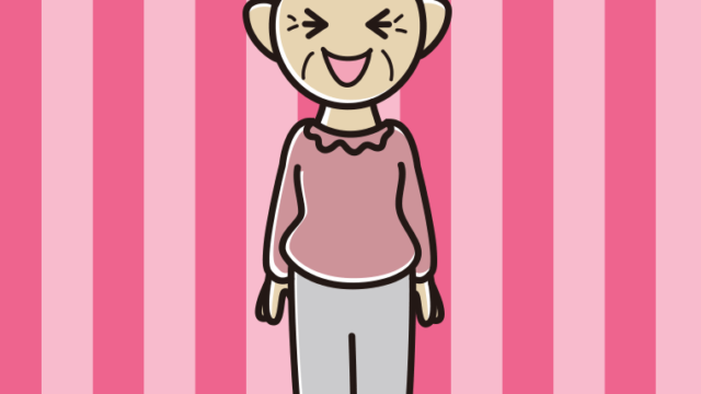 笑うおばあさんのイラスト【色、背景あり】PNG