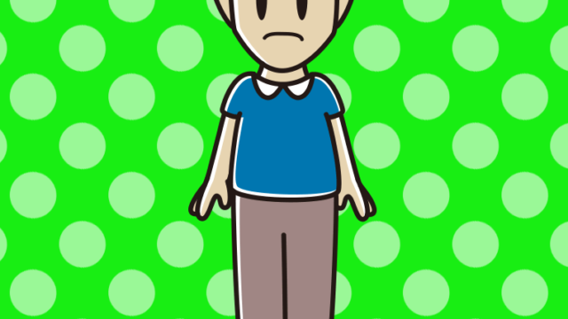 困る男性のイラスト【色、背景あり】PNG