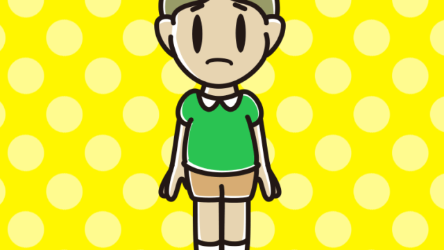 困る小学生男子のイラスト【色、背景あり】PNG