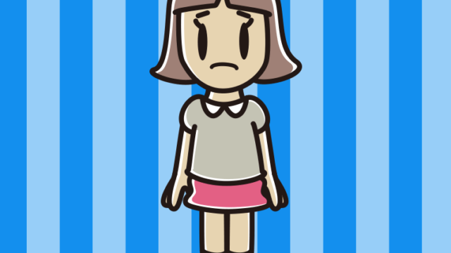 困る小学生女子のイラスト【色、背景あり】PNG