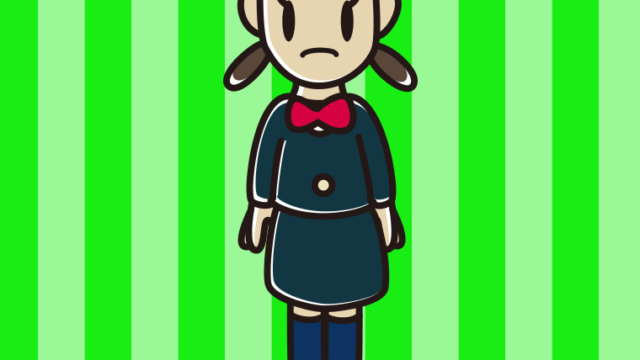 困る女子中学生のイラスト【色、背景あり】PNG