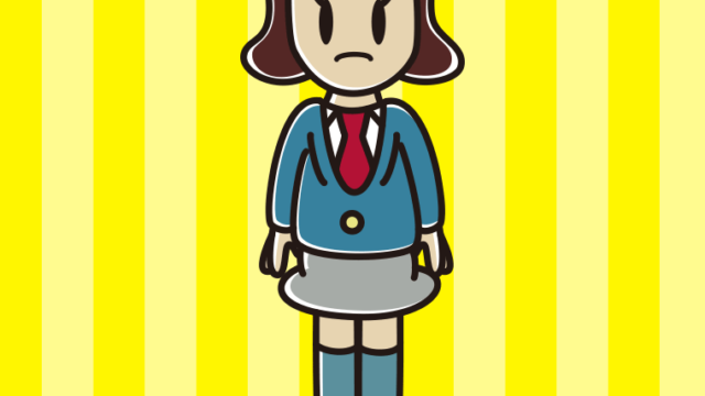 困る女子高校生のイラスト【色、背景あり】PNG