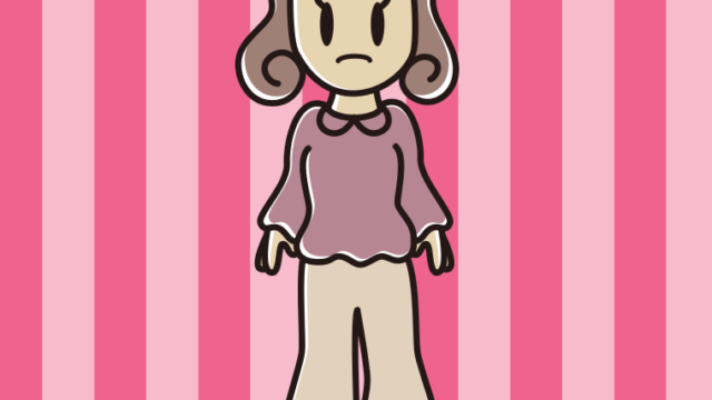 困る女子大学生のイラスト【色、背景あり】PNG