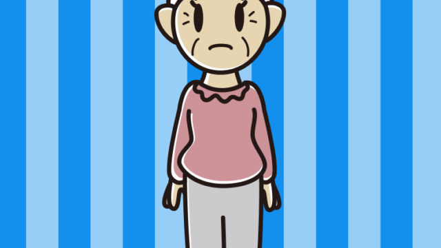 困るおばあさんのイラスト【色、背景あり】PNG