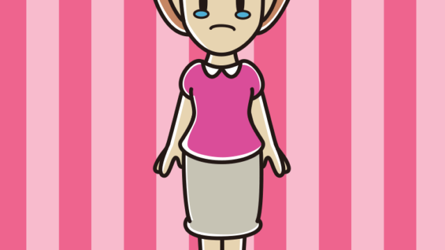 泣く女性のイラスト【色、背景あり】PNG