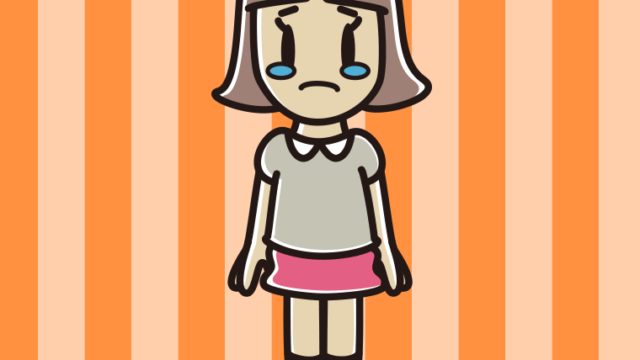 泣く小学生女子のイラスト【色、背景あり】PNG