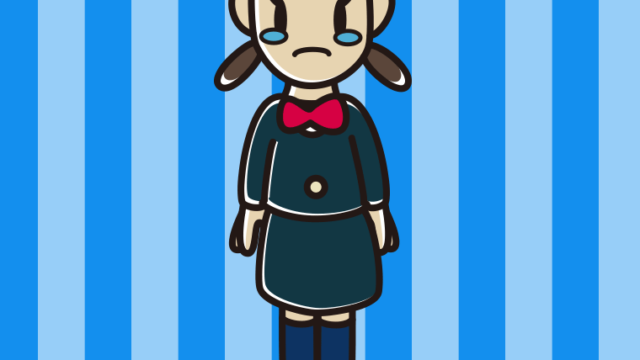 泣く女子中学生のイラスト【色、背景あり】PNG