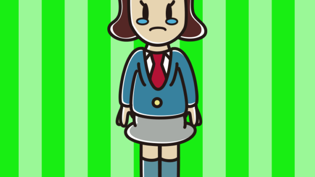 泣く女子高校生のイラスト【色、背景あり】PNG