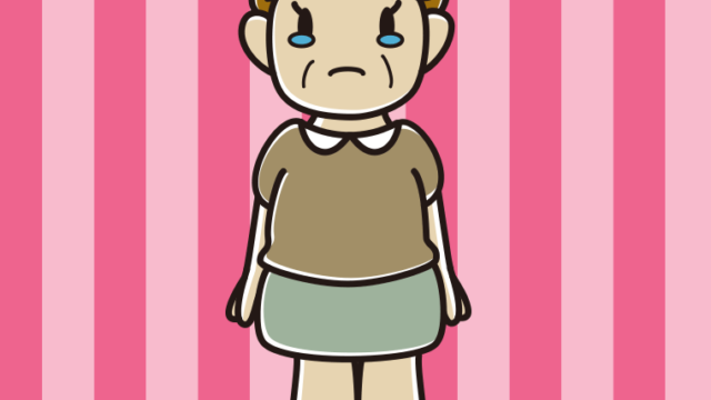 泣くおばさんのイラスト【色、背景あり】PNG