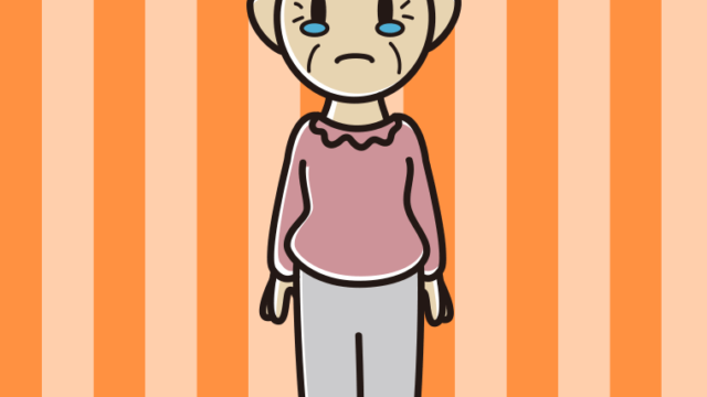 泣くおばあさんのイラスト【色、背景あり】PNG