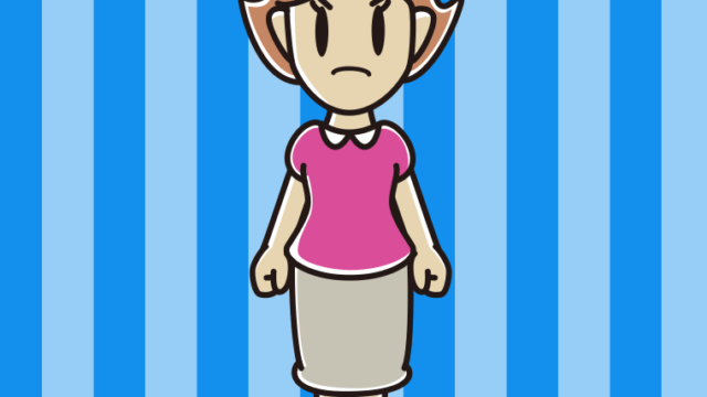 怒る女性のイラスト【色、背景あり】PNG