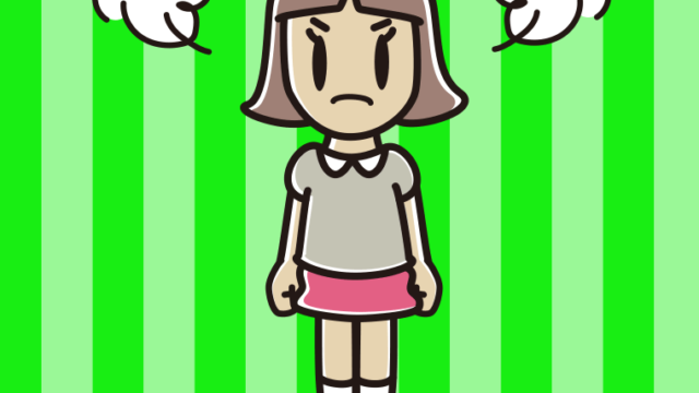 怒る小学生女子のイラスト【色、背景あり】PNG
