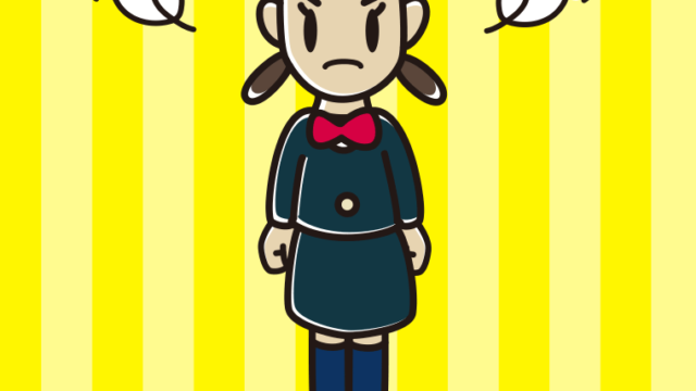 怒る女子中学生のイラスト【色、背景あり】PNG