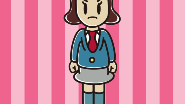 怒る女子高校生のイラスト【色、背景あり】PNG