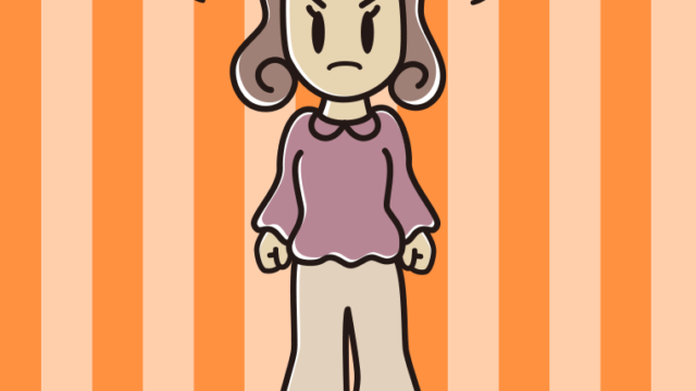 怒る女子大学生のイラスト【色、背景あり】PNG