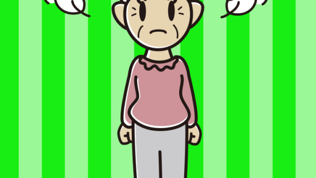 怒るおばあさんのイラスト【色、背景あり】PNG