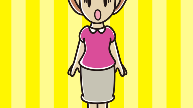 驚いている女性のイラスト【色、背景あり】PNG