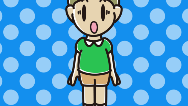 驚いている小学生男子のイラスト【色、背景あり】PNG