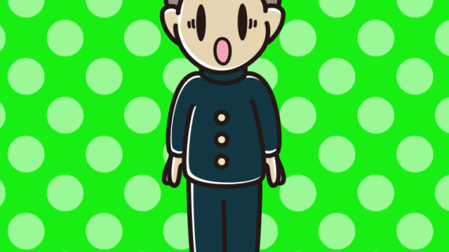 驚いている男子中学生のイラスト【色、背景あり】PNG