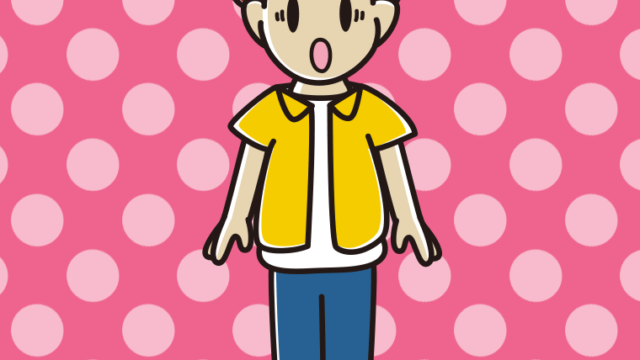 驚いている男子大学生のイラスト【色、背景あり】PNG