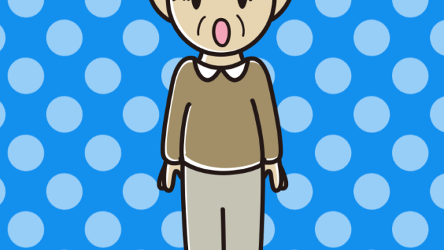 驚いているおじいさんのイラスト【色、背景あり】PNG