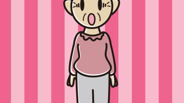 驚いているおばあさんのイラスト【色、背景あり】PNG