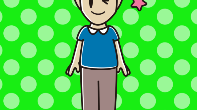 ウインクする男性のイラスト【色、背景あり】PNG