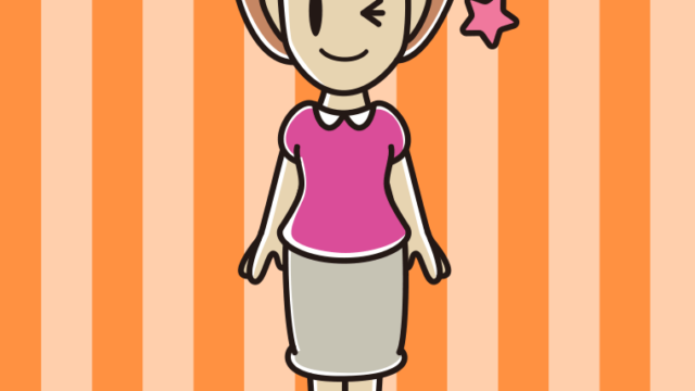ウインクする女性のイラスト【色、背景あり】PNG