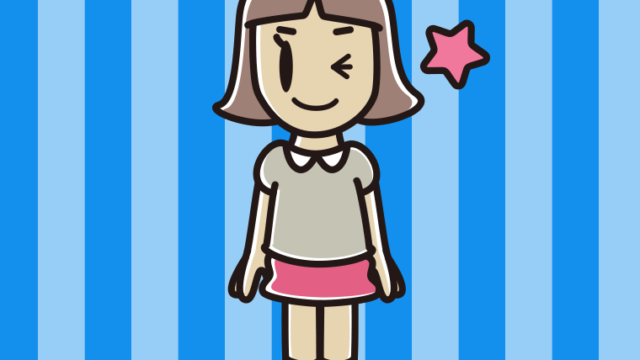 ウインクする小学生女子のイラスト【色、背景あり】PNG