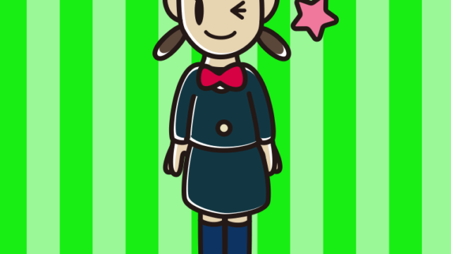 ウインクする女子中学生のイラスト【色、背景あり】PNG