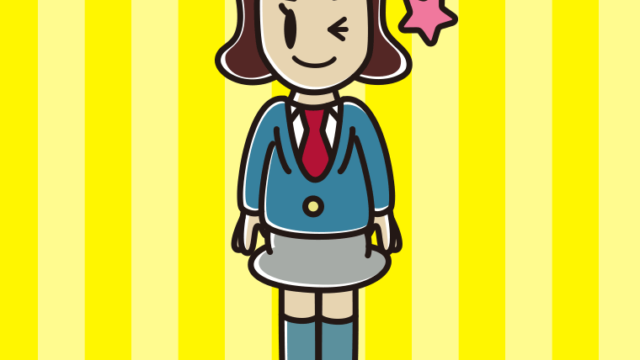 ウインクする女子高校生のイラスト【色、背景あり】PNG