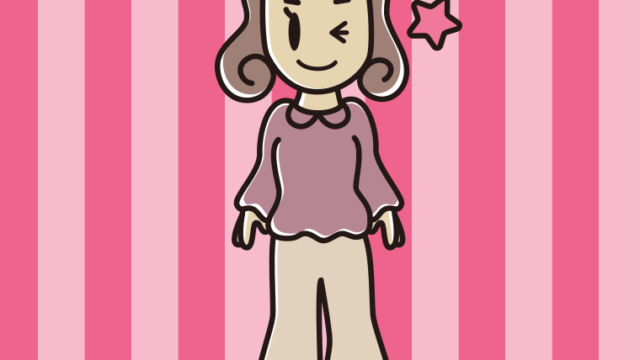 ウインクする女子大学生のイラスト【色、背景あり】PNG