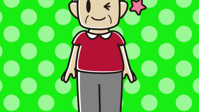 ウインクするおじさんのイラスト【色、背景あり】PNG