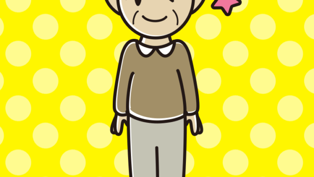 ウインクするおじいさんのイラスト【色、背景あり】PNG