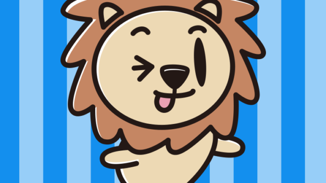 テヘヘなライオンちゃんのイラスト【色、背景あり】PNG