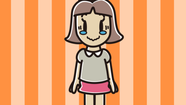 ジーンとする小学生女子のイラスト【色、背景あり】PNG