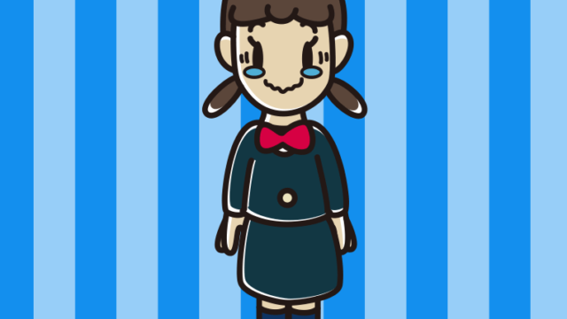 ジーンとする女子中学生のイラスト【色、背景あり】PNG