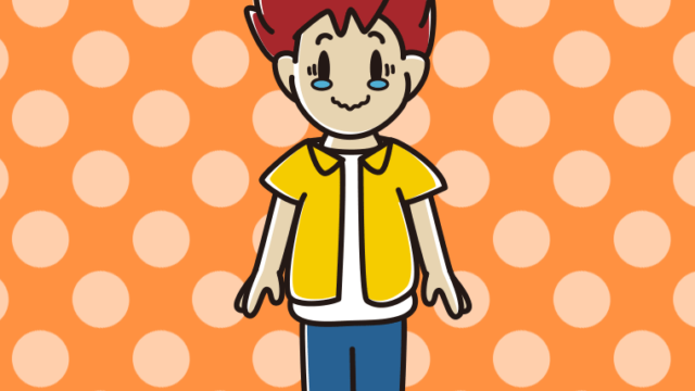 ジーンとする男子大学生のイラスト【色、背景あり】PNG