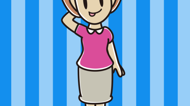 テヘヘな女性のイラスト【色、背景あり】PNG