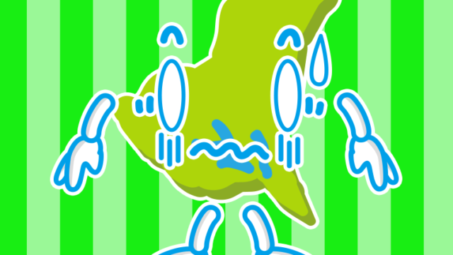 ショックを受ける茨城ちゃんのイラスト【色、背景あり】PNG