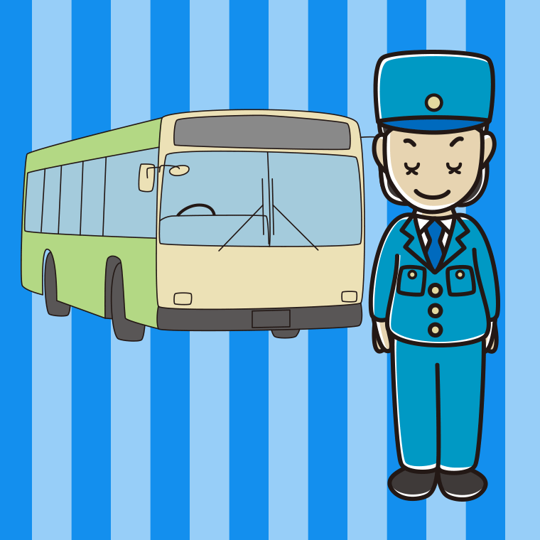 お辞儀する路線バス女性運転手のイラスト【色、背景あり】PNG