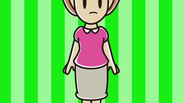 気がつく女性のイラスト【色、背景あり】PNG