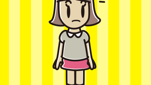 気がつく小学生女子のイラスト【色、背景あり】PNG