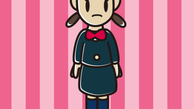 気がつく女子中学生のイラスト【色、背景あり】PNG