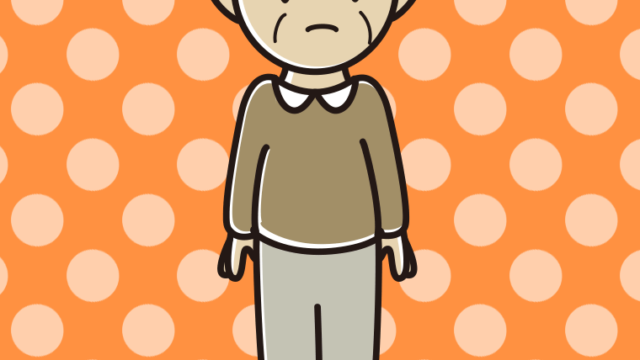 気がつくおじいさんのイラスト【色、背景あり】PNG